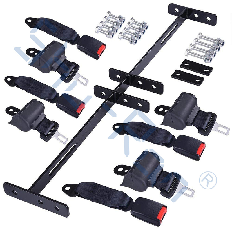 De zwarte Intrekbare Veiligheidsgordel Kit Club Car EZGO Yamaha 4 van de Golfkar Passagiersalgemeen begrip