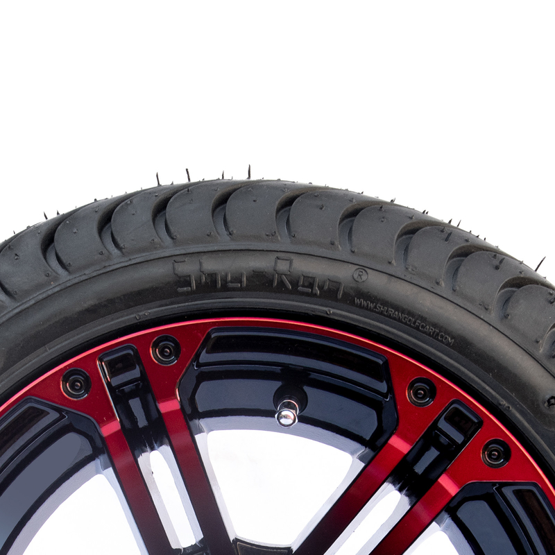 Rood/Glanzend Zwart Aluminium de Karwielen en Banden van het 12 Duimgolf 215/35-12 Bandassemblage