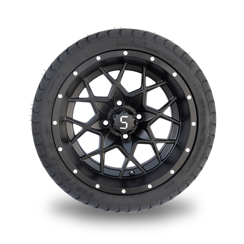 14 duim Matte Black Golf Cart Rims en de Straatpunt 101,6 PCD van Bandcombo 225/30-14
