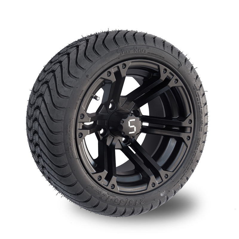 12x7 Matte Black Golf Cart Wheel-Lage het Profielband Combo 101,6 PCD van Bandcombo 215/35-12