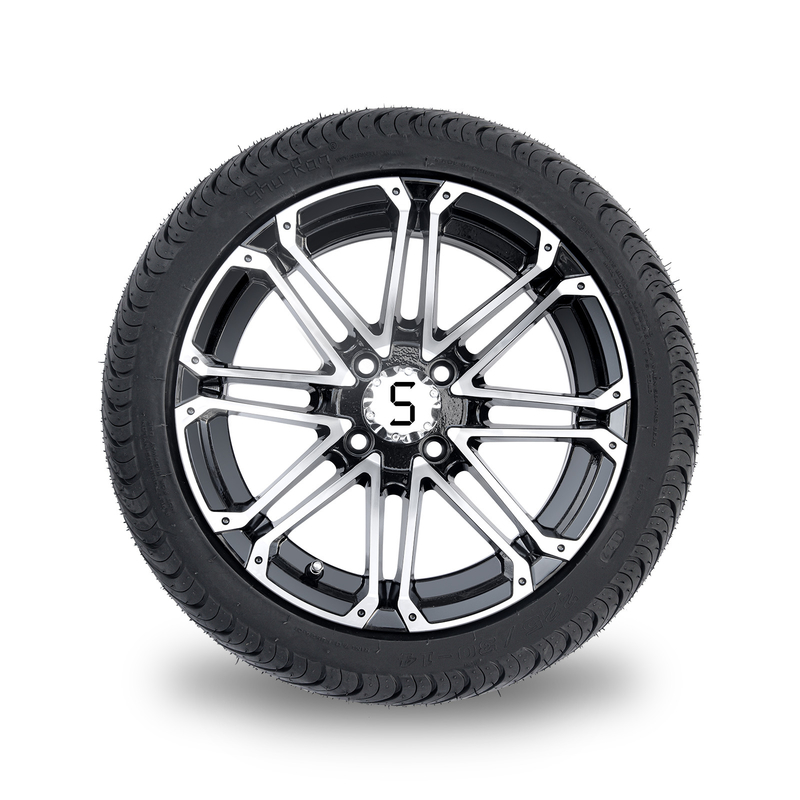 14x7 de Wielen en de Banden de Straatband Machinaal bewerkte Glanzende Zwarte van Combo 225/30-14 van de golfkar