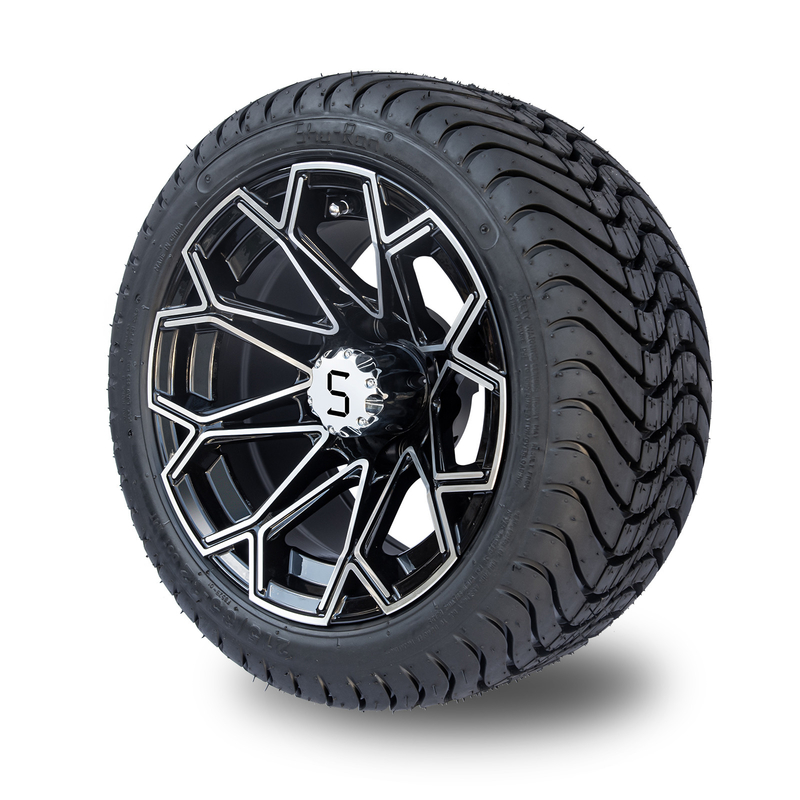 Machinaal bewerkt polijst het Zwarte het Wiel en de Band Lage Profiel DOT Tyres van Combo 215/35-12 van de Golfkar 4 Reeks