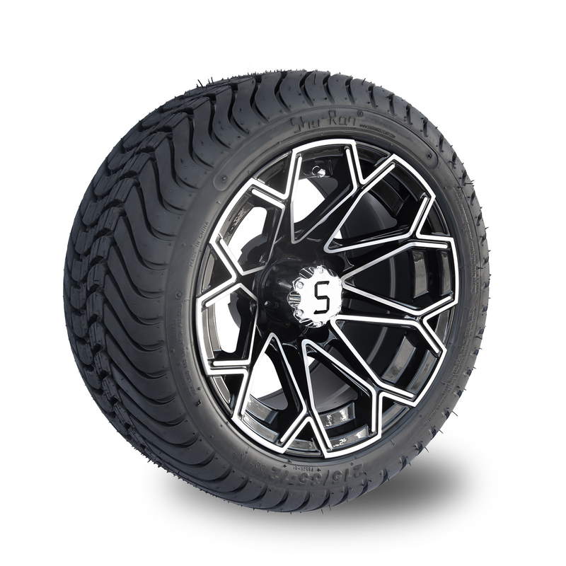 Machinaal bewerkt polijst het Zwarte het Wiel en de Band Lage Profiel DOT Tyres van Combo 215/35-12 van de Golfkar 4 Reeks