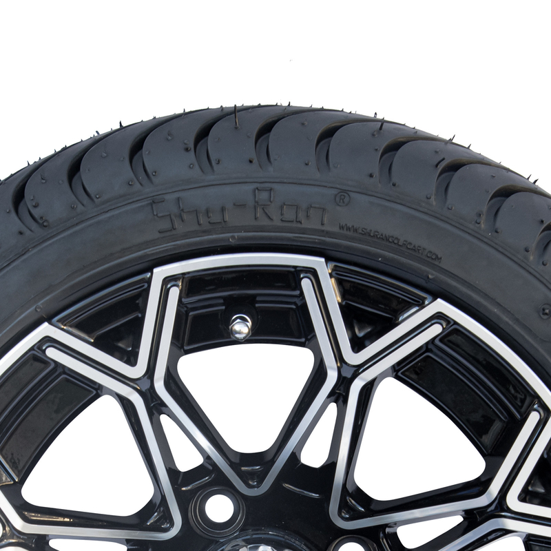Machinaal bewerkt polijst het Zwarte het Wiel en de Band Lage Profiel DOT Tyres van Combo 215/35-12 van de Golfkar 4 Reeks