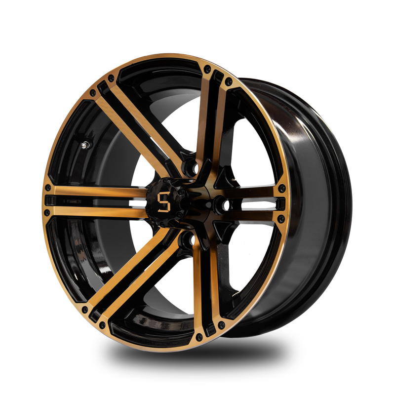 12x7 / 14x7 de golfkar rijdt Goud/polijst Zwarte PCD 4/101,6 -25 ET