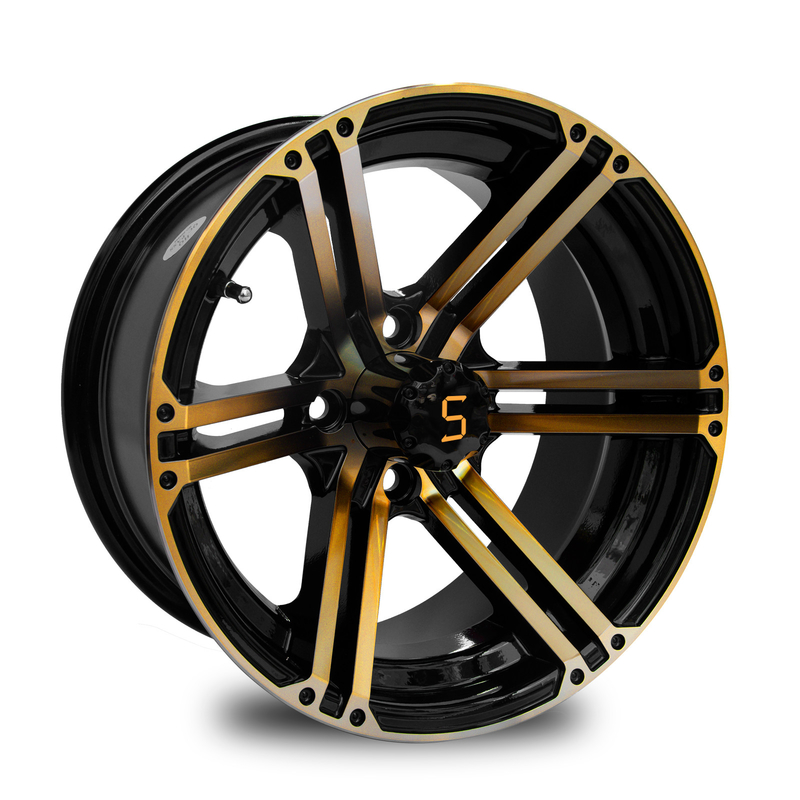 12x7 / 14x7 de golfkar rijdt Goud/polijst Zwarte PCD 4/101,6 -25 ET
