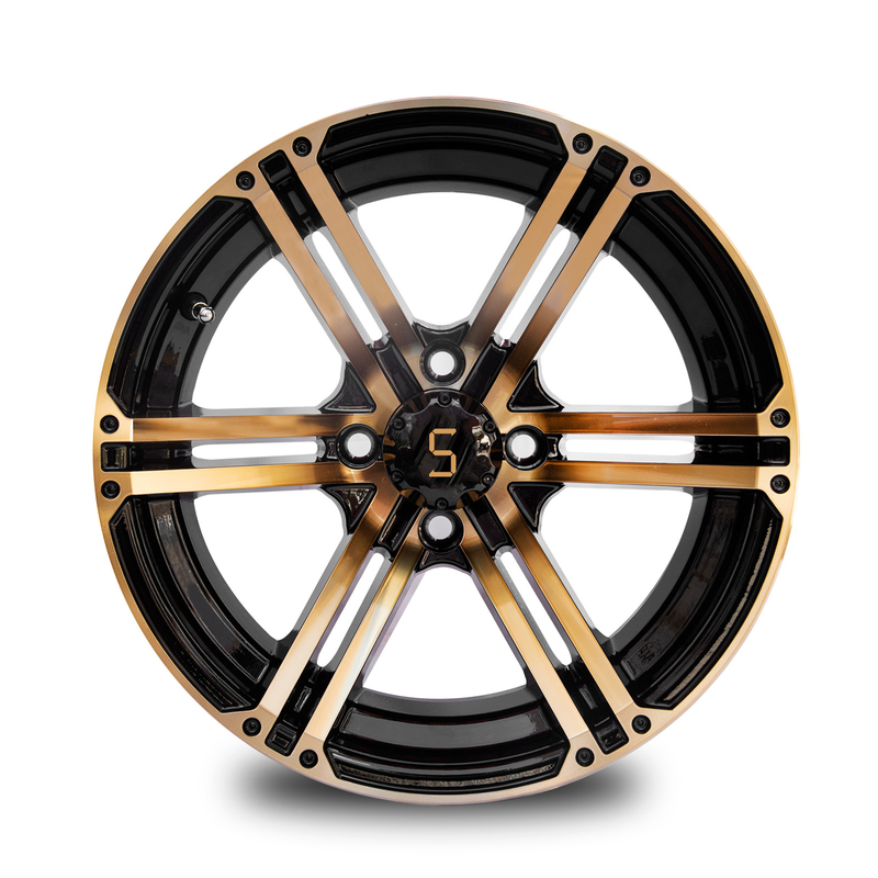 12x7 / 14x7 de golfkar rijdt Goud/polijst Zwarte PCD 4/101,6 -25 ET