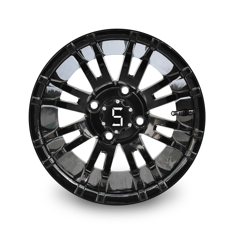 12“ de Glanzende Zwarte Wielen van de Aluminiumlegering voor Clubauto, EZGO, YAMAHA-Golfkarren