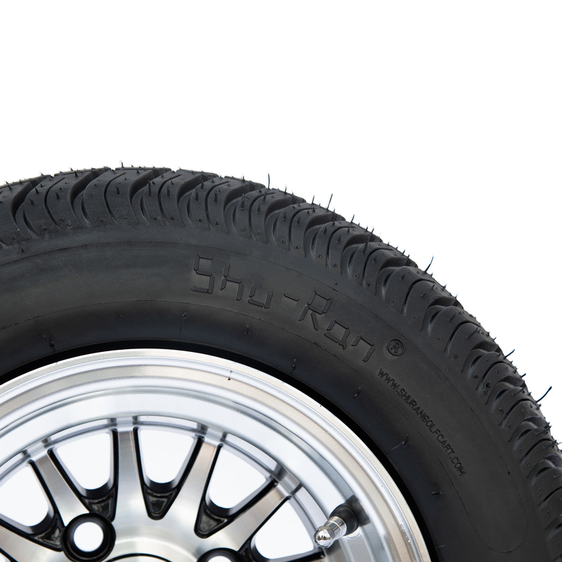 10“ Golfkar Rim And 205/50-10 DOT Street Tire Assembly - Machinaal bewerkte/Glanzende Zwarte