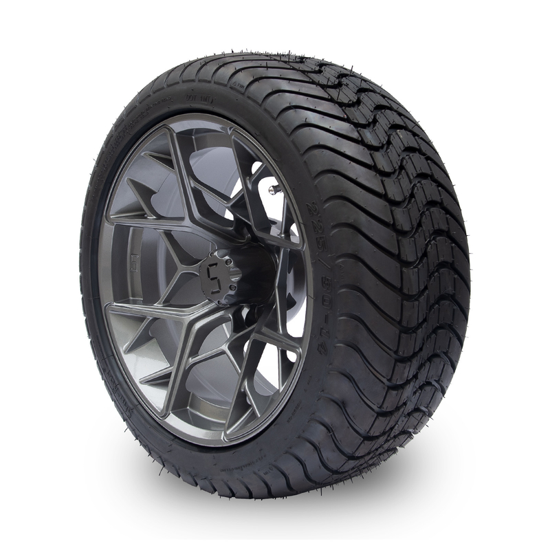 Gunmetal beëindigt de Karwielen en Banden 225/30-14 van het 14 Duimgolf 101,6 de Boutpatroon van PCD 4x4