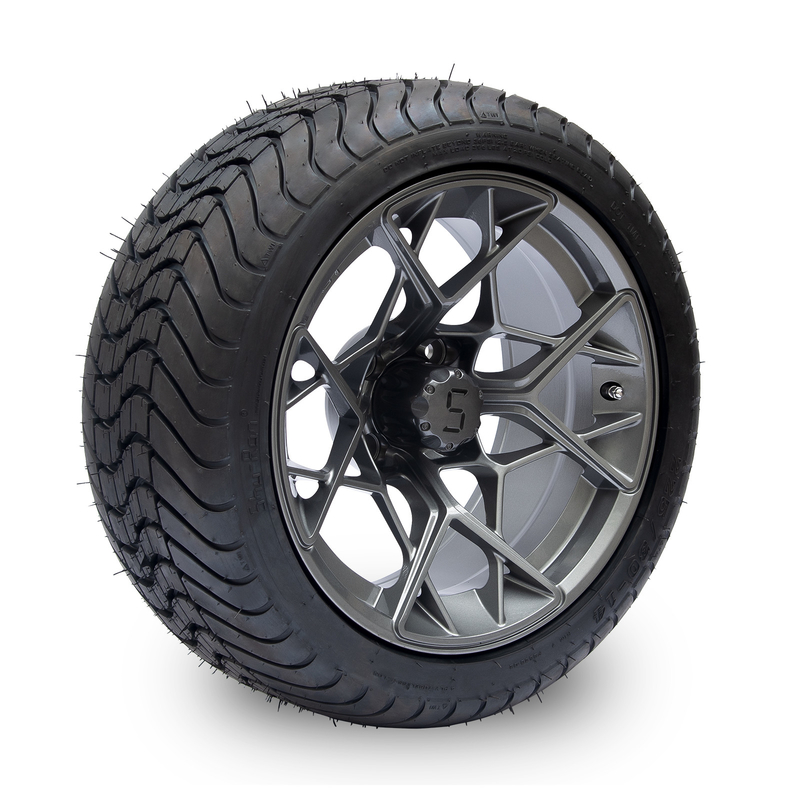 Gunmetal beëindigt de Karwielen en Banden 225/30-14 van het 14 Duimgolf 101,6 de Boutpatroon van PCD 4x4