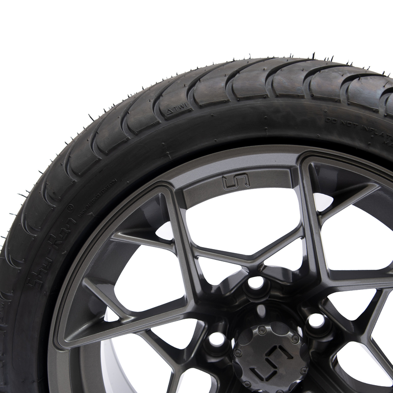 Gunmetal beëindigt de Karwielen en Banden 225/30-14 van het 14 Duimgolf 101,6 de Boutpatroon van PCD 4x4