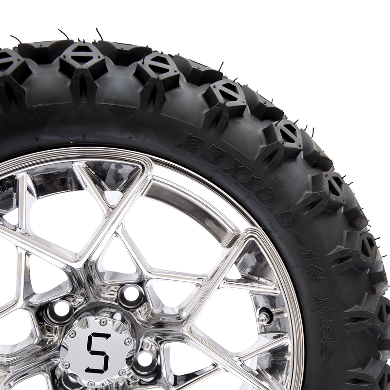 Shu-Ran Golf Cart Warrior 23x10.5-14 Golf Cart Alle terreinbanden En 14 inch Chrome Rims