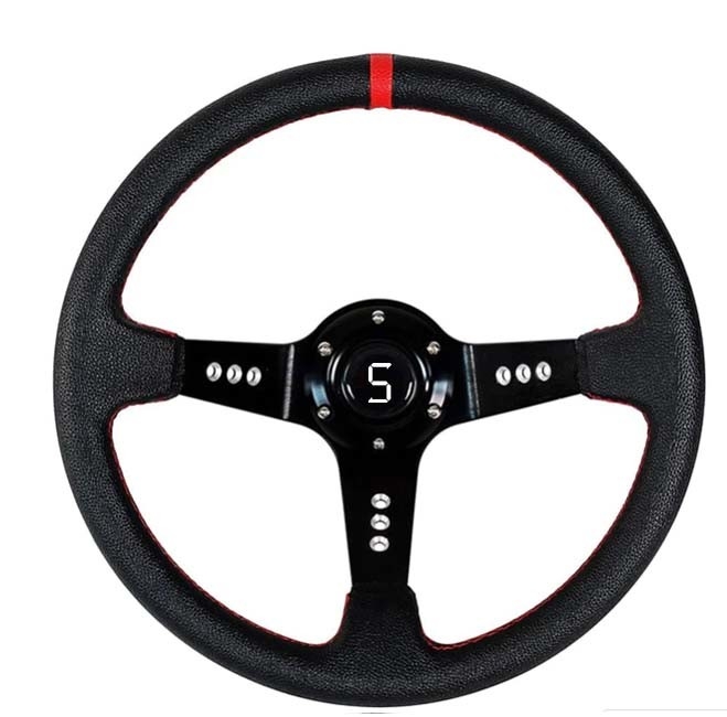 Rode streep offset drie spaken stuurwiel 13,5 inch voor golfkar