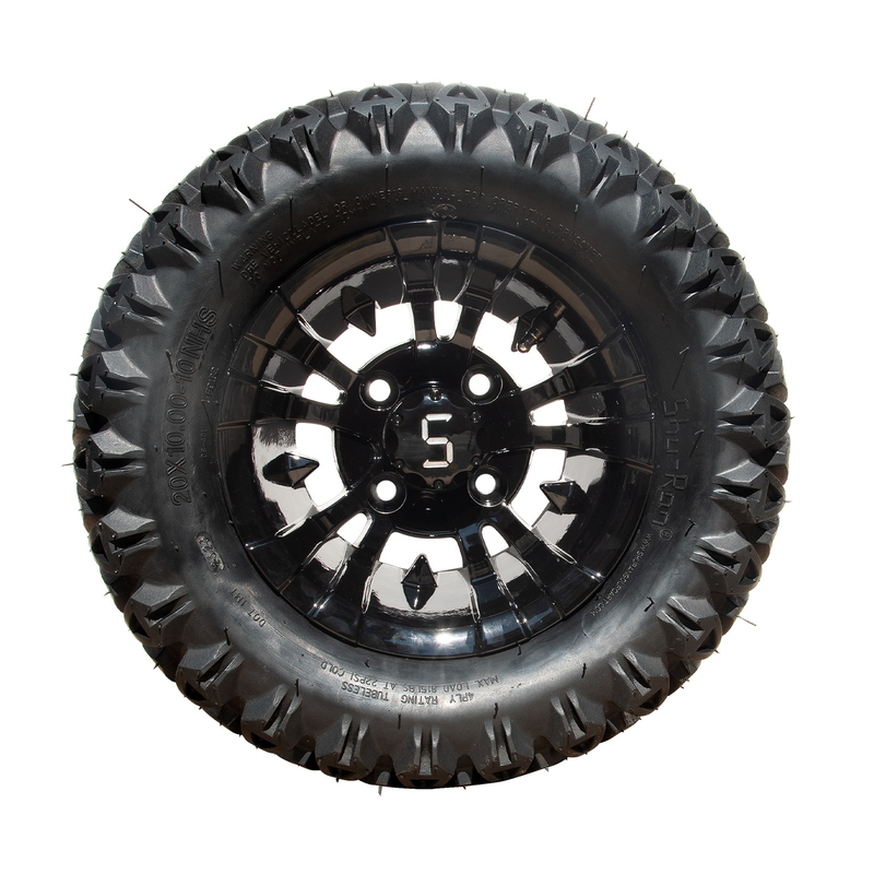 10 inch golfkarretje wiel en band combo 20×10-10 ATV Bewerkte/Gloze Zwart