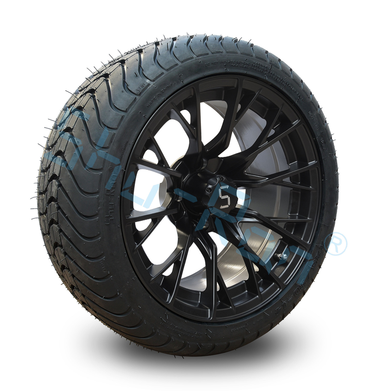 Groothandel Glossy Black 14 inch velgen met DOT goedkeuring band voor golfkarren
