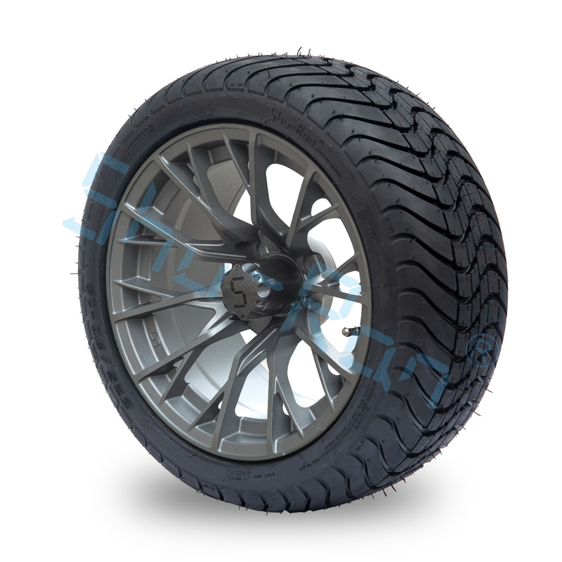 Groothandel 14' Gunmetal Finished Alloy Golf Cart Wheels, ATV UTV 225/30-14 Street Tubeless Tires met velgen