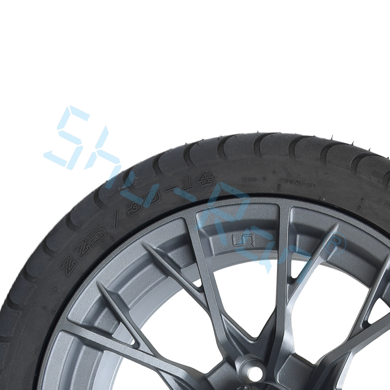 Groothandel 14' Gunmetal Finished Alloy Golf Cart Wheels, ATV UTV 225/30-14 Street Tubeless Tires met velgen