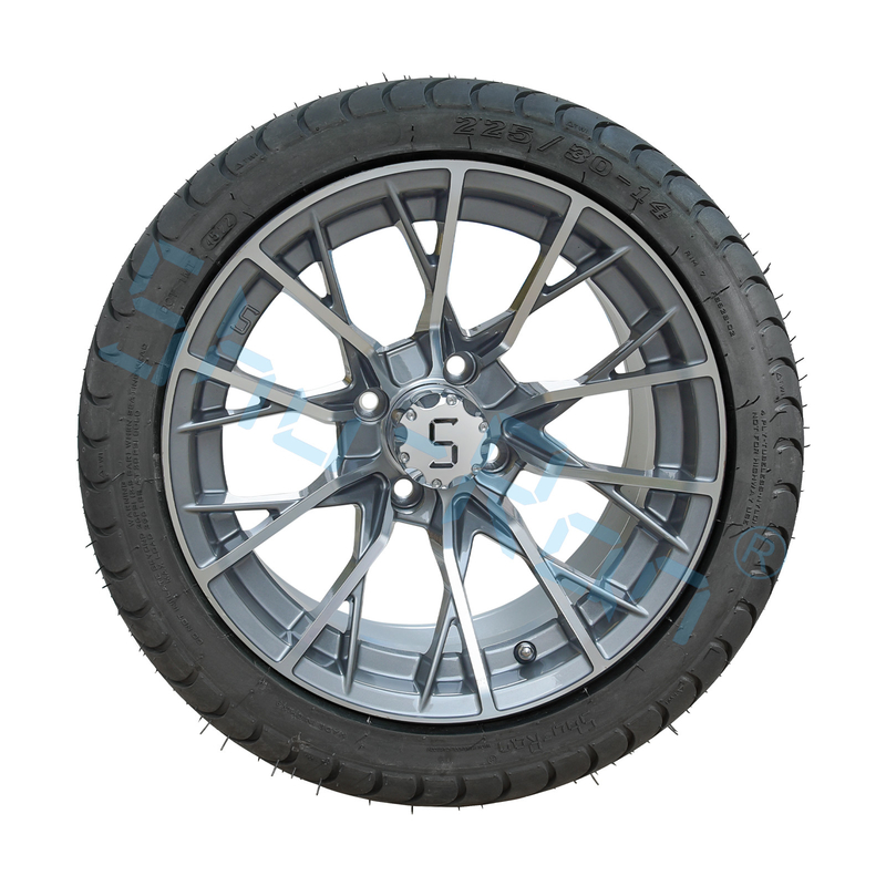 Golfwagen Geraffineerd Gunsmetal 14 inch Velgen met straatband, legeringswiel en bandcombo voor golfwagen