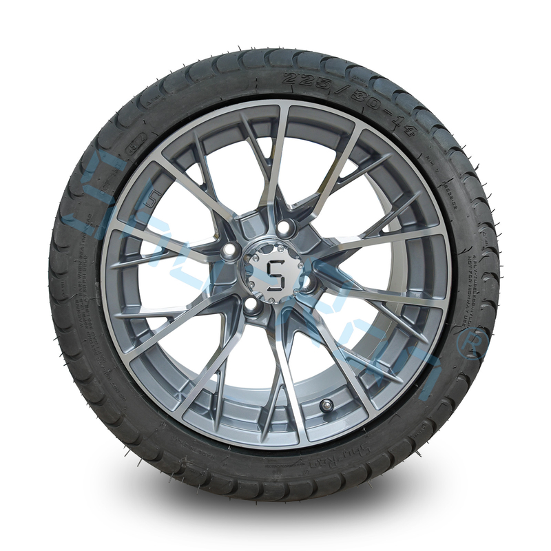 Golfwagen Geraffineerd Gunsmetal 14 inch Velgen met straatband, legeringswiel en bandcombo voor golfwagen