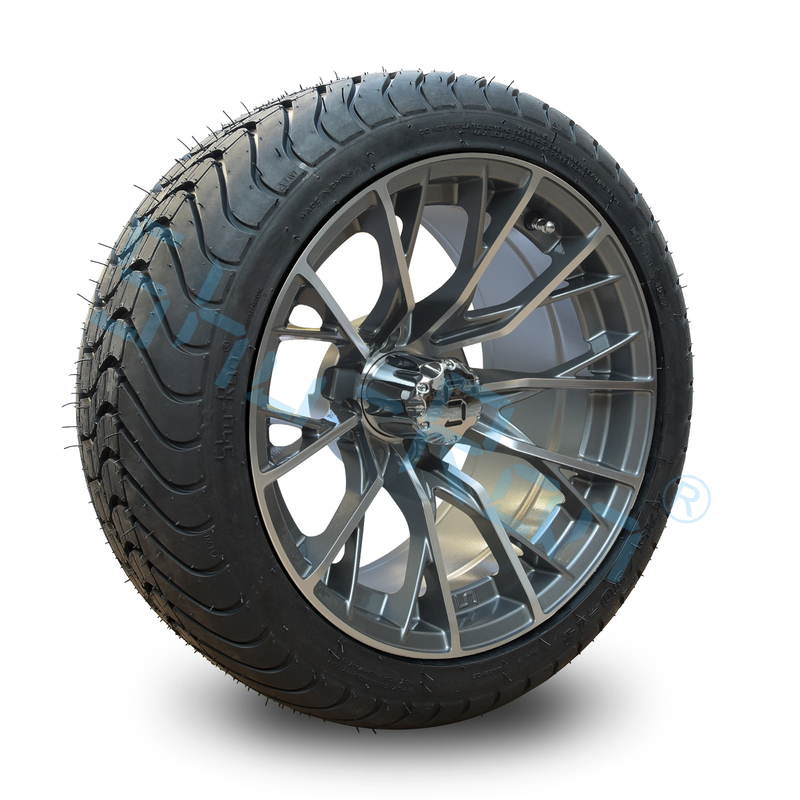 Golfwagen Geraffineerd Gunsmetal 14 inch Velgen met straatband, legeringswiel en bandcombo voor golfwagen