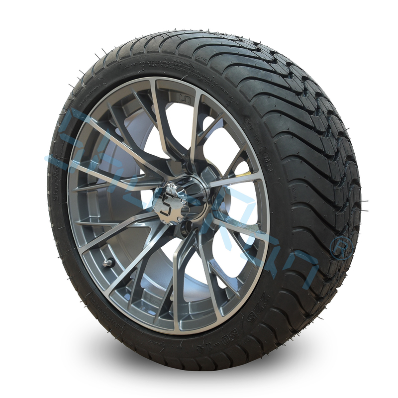 Golfwagen Geraffineerd Gunsmetal 14 inch Velgen met straatband, legeringswiel en bandcombo voor golfwagen