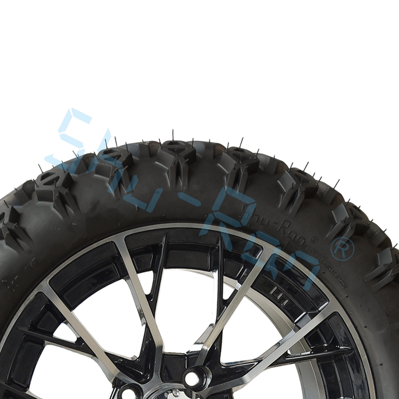 Exclusieve golfkar, bewerkte glanzende zwarte wiel, 14 inch band met velg voor golfkar.