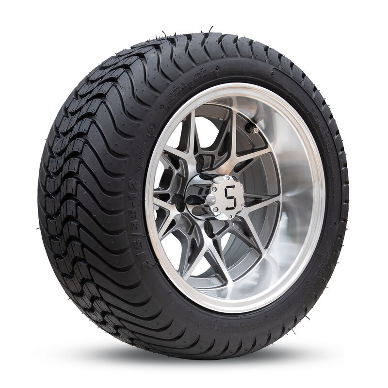 12 inch golfkar wielen en banden met S-centrum caps en chrome lug moeren geschikt voor club auto Ezgo Yamaha golfkarren