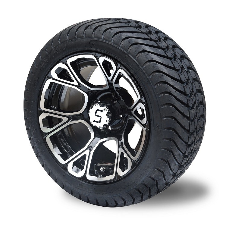 12 de“ Machinaal bewerkte/Glanzende Zwarte Rand van de Golfkar en 215/35-12 Laag Profiel DOT Street Tire