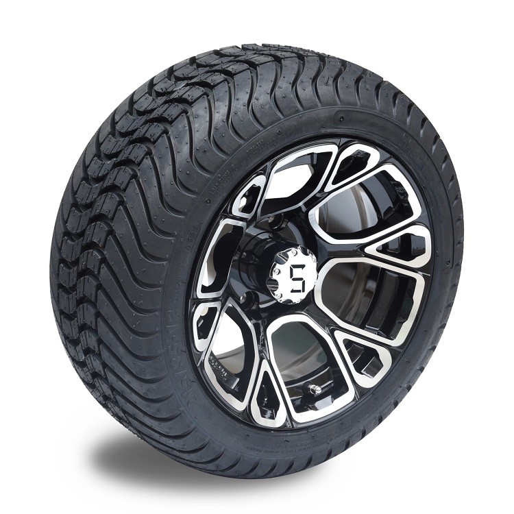 12 de“ Machinaal bewerkte/Glanzende Zwarte Rand van de Golfkar en 215/35-12 Laag Profiel DOT Street Tire