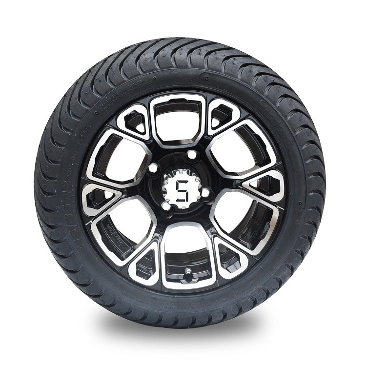 12 de“ Machinaal bewerkte/Glanzende Zwarte Rand van de Golfkar en 215/35-12 Laag Profiel DOT Street Tire