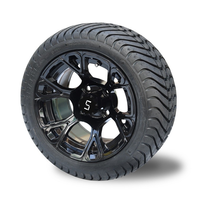 Shu-Ran New Exclusive 12 het“ Glanzende Zwarte Wiel van de Golfkar en 215/35-12 DOT Street Tyre Combo