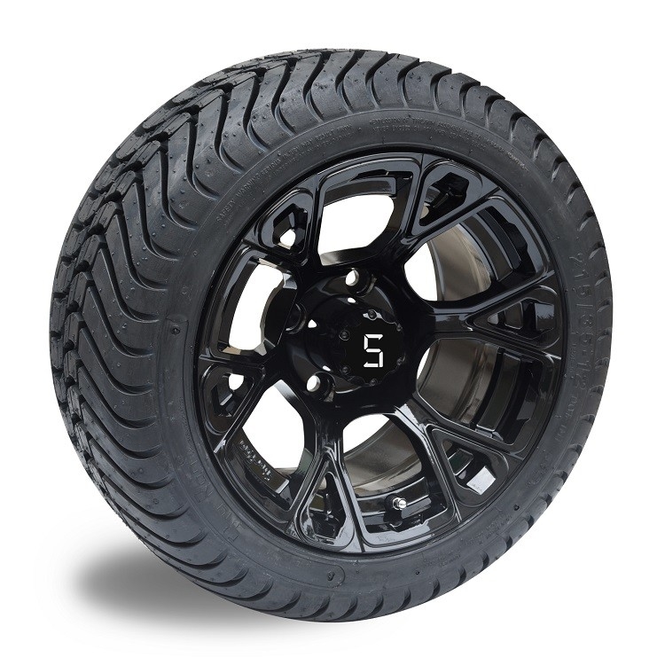 Shu-Ran New Exclusive 12 het“ Glanzende Zwarte Wiel van de Golfkar en 215/35-12 DOT Street Tyre Combo