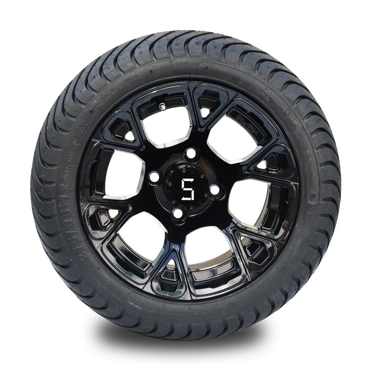 Shu-Ran New Exclusive 12 het“ Glanzende Zwarte Wiel van de Golfkar en 215/35-12 DOT Street Tyre Combo
