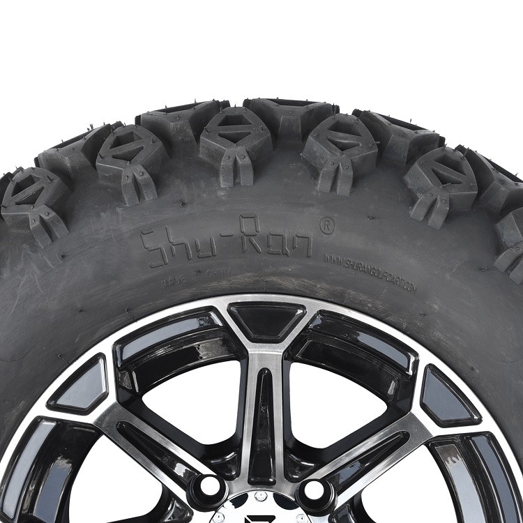 12“ het Aluminiumranden van de Golfkar & 23x10.5-12 Alle Terreinbanden Combo - Machinaal bewerkte/Glanzende Zwarte