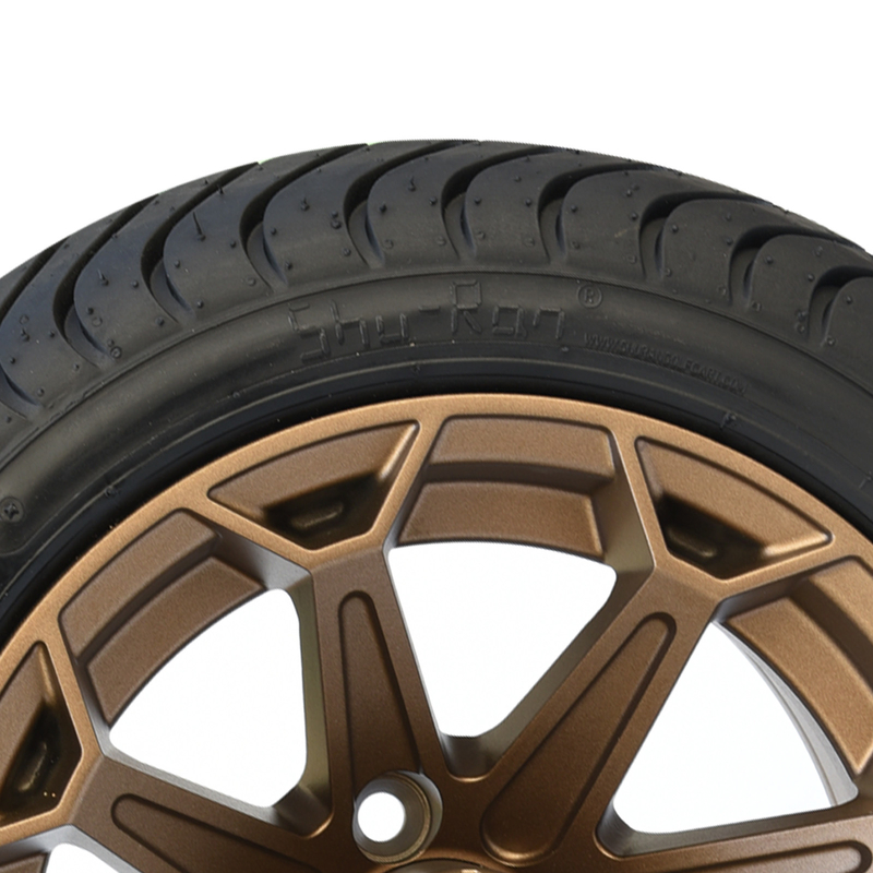 De golfkar het Aluminiumwielen van het 12 Duimbrons en 215/35-12 Laag Profiel DOT Tyres Assembly 4x4 bout Patroon vast