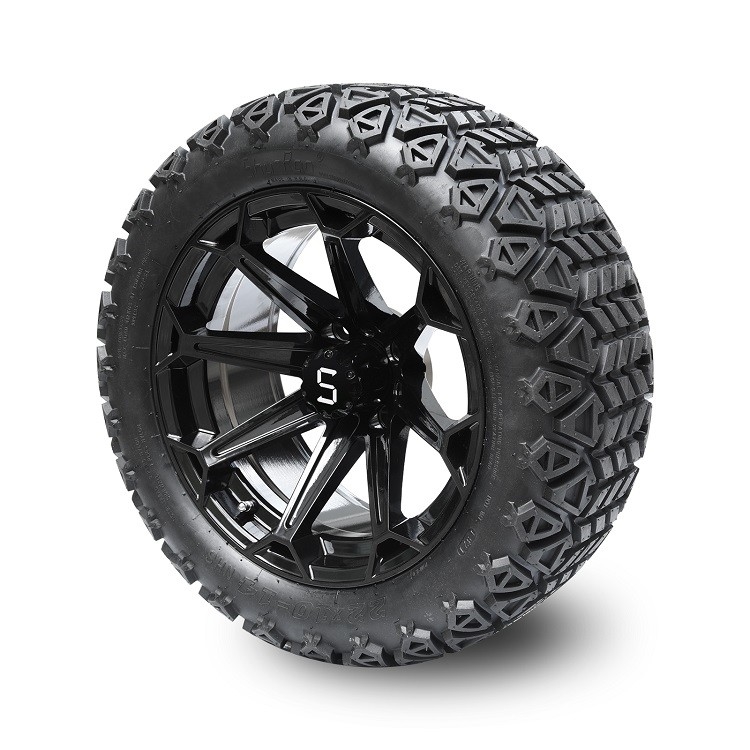 Golfkar 14 Duim Glanzende Zwarte Wielen en 22x10-14 DOT Tires met Centrum GLB en Handvatnoten