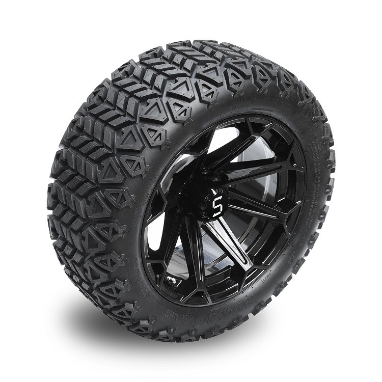 Golfkar 14 Duim Glanzende Zwarte Wielen en 22x10-14 DOT Tires met Centrum GLB en Handvatnoten
