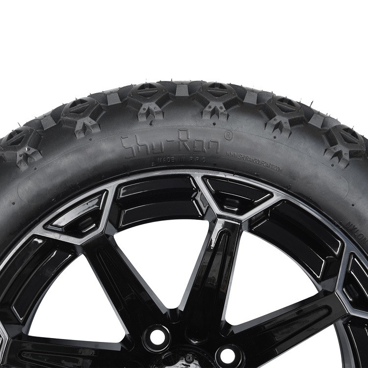 Golfkar 14 Duim Glanzende Zwarte Wielen en 22x10-14 DOT Tires met Centrum GLB en Handvatnoten