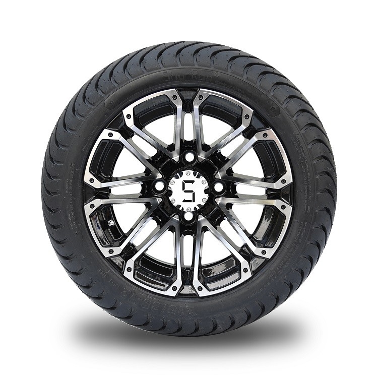 12 duim van Machiend/de Zwarte Wielen en 215/35-12 DOT Street Tires Combo 4 van de Golfkar Vouw