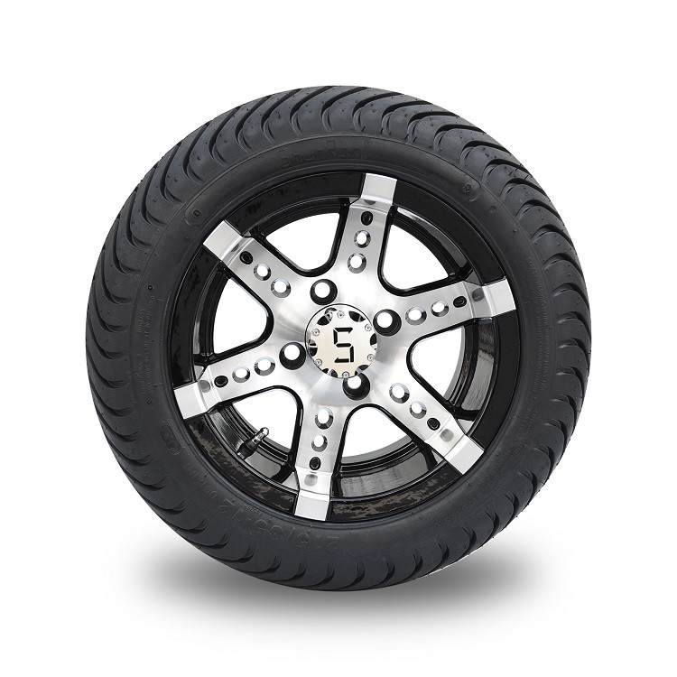 215/3512 Laag Profiel DOT Tire en 12 de“ Machinaal bewerkte Zwarte Assemblage van het het Aluminiumwiel van de Golfkar (101,6 Lange Bout 18 van PCD 4*4“)