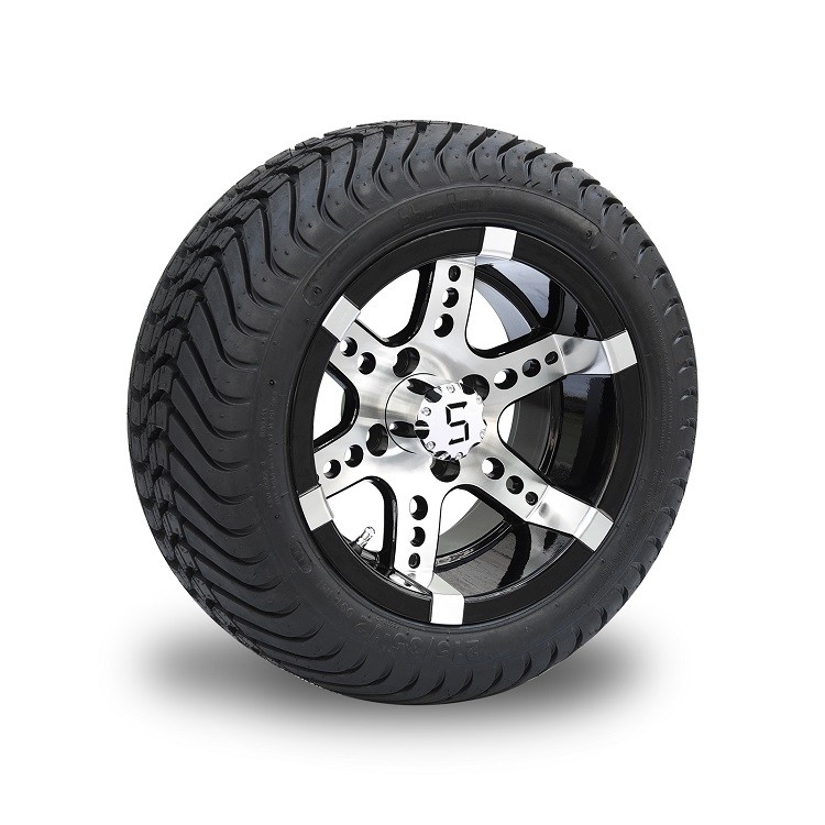 215/3512 Laag Profiel DOT Tire en 12 de“ Machinaal bewerkte Zwarte Assemblage van het het Aluminiumwiel van de Golfkar (101,6 Lange Bout 18 van PCD 4*4“)