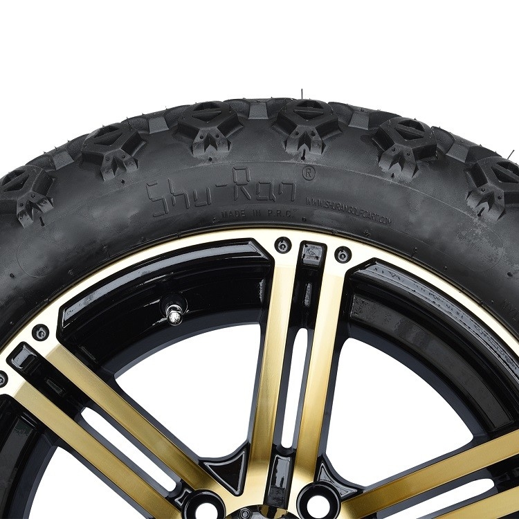 Golfkar 14“ Brons/Zwarte Randen en Off-road Banden Combo van 22*10-14 met inbegrip van Handvatnoten en Centrumkappen