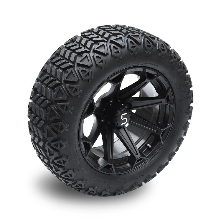 Golfkar 14“ het Wielnoten van Matte Black Wheels And 22x10-14 DOT High Profile Tires Including en Centrumkappen