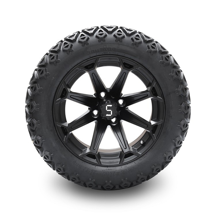 Golfkar 14“ het Wielnoten van Matte Black Wheels And 22x10-14 DOT High Profile Tires Including en Centrumkappen