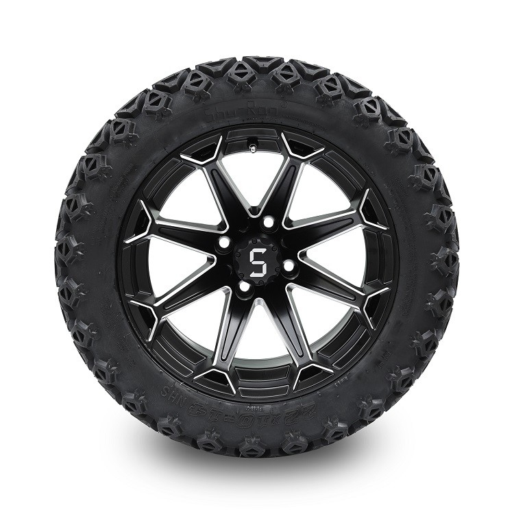 14“ Machinaal bewerkte Matte Black Golf Cart Wheels en 22x10-14 Off-road DOT Tires