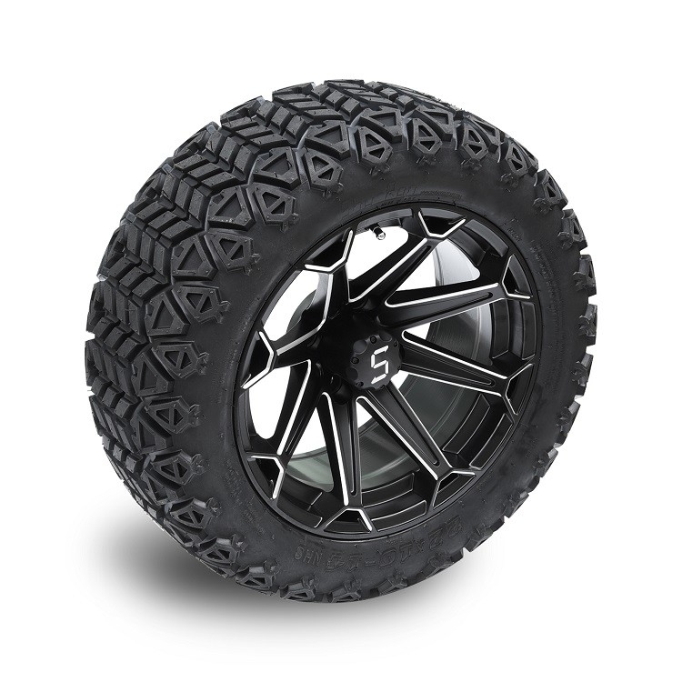 14“ Machinaal bewerkte Matte Black Golf Cart Wheels en 22x10-14 Off-road DOT Tires