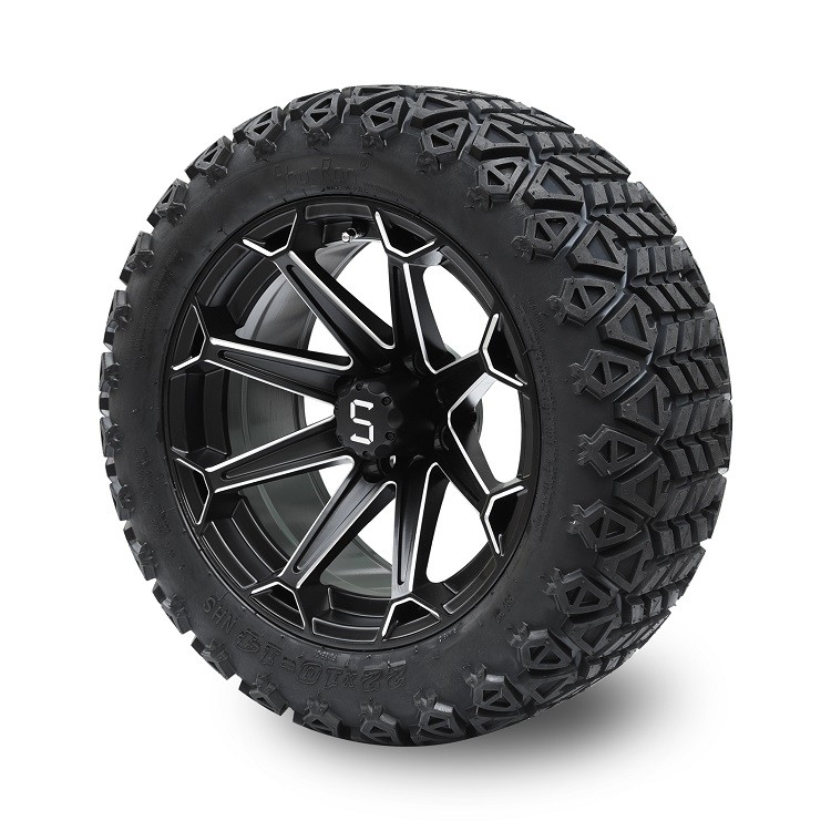 14“ Machinaal bewerkte Matte Black Golf Cart Wheels en 22x10-14 Off-road DOT Tires