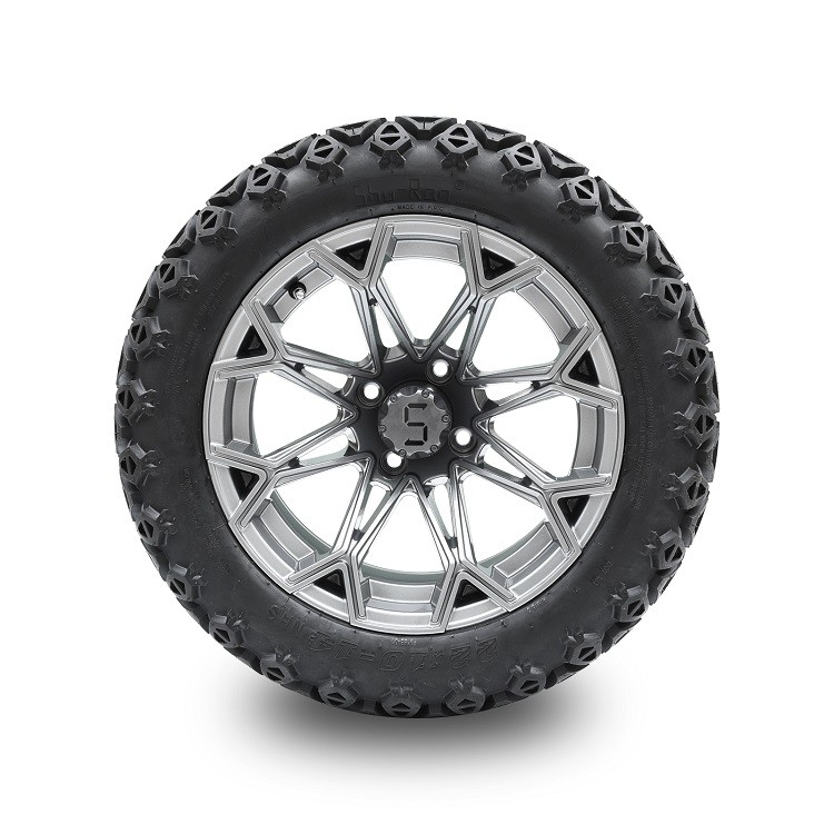 14 duim de Wielen van Gunmetal van de Golfkar en van 22*10-14 Hoge Profielbanden Combo 4 Vereiste VOUWlift