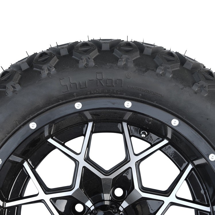 14 Machinaal bewerkte de Kar van het duimgolf/Glanzende Zwarte Randen en 22*10-14-PUNT Off-road Banden ET 25mm